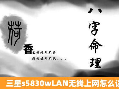 三星s5830wLAN无线上网怎么设置?