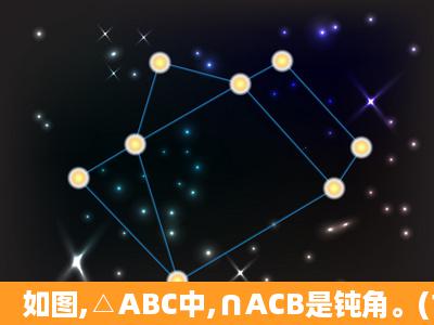 如图,△ABC中,∩ACB是钝角。(1)用三角板画出点A到BC的垂线段(2)...