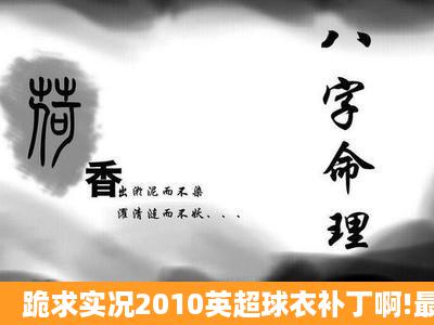 跪求实况2010英超球衣补丁啊!最好教一下打在那个文件夹啊!谢谢!