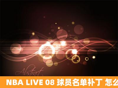 NBA LIVE 08 球员名单补丁 怎么用啊?