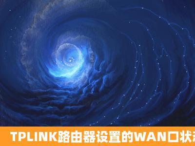 TPLINK路由器设置的WAN口状态怎么也连接不上啊